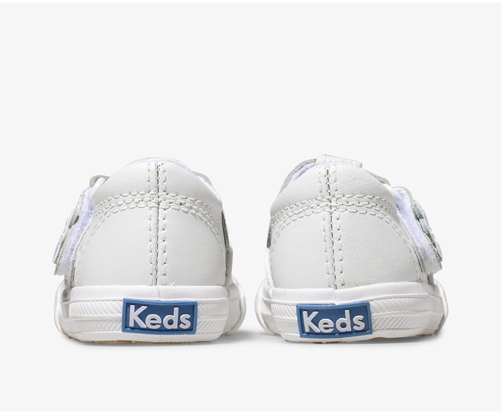 Keds Slip Ons White - Daphne T-Strap Leather - Kids LVNSMQ-306